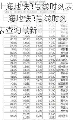 上海地铁3号线时刻表,上海地铁3号线时刻表查询最新