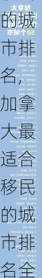 加拿大最适合移民的城市排名,加拿大最适合移民的城市排名全球繁华城市排名