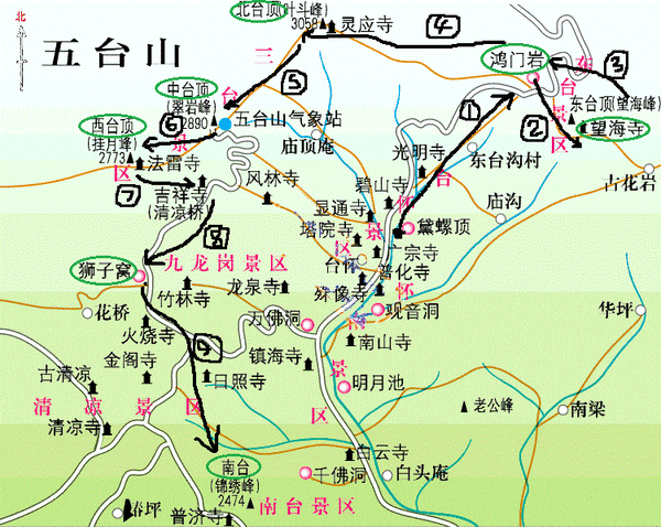 五台山旅游地图,五台山旅游地图景点