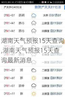 湖南天气预报15天查询,湖南天气预报15天查询最新消息