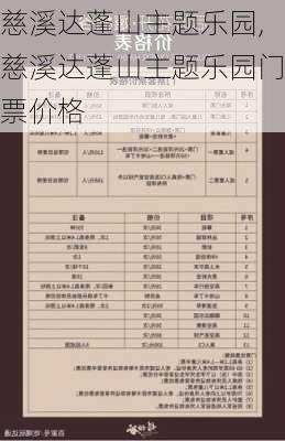 慈溪达蓬山主题乐园,慈溪达蓬山主题乐园门票价格