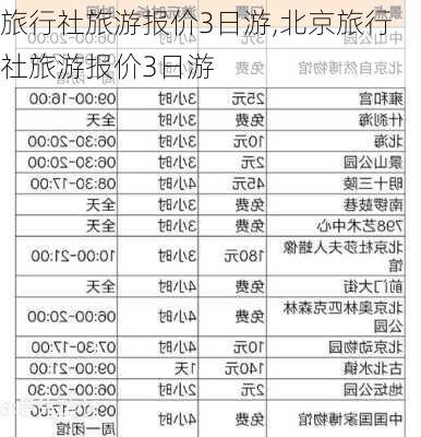 旅行社旅游报价3日游,北京旅行社旅游报价3日游