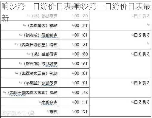 响沙湾一日游价目表,响沙湾一日游价目表最新