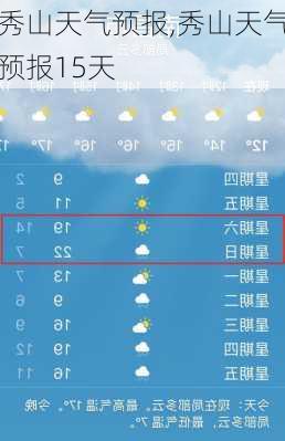 秀山天气预报,秀山天气预报15天