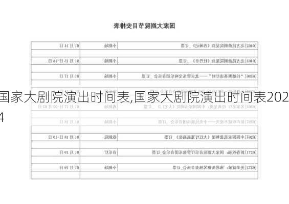 国家大剧院演出时间表,国家大剧院演出时间表2024