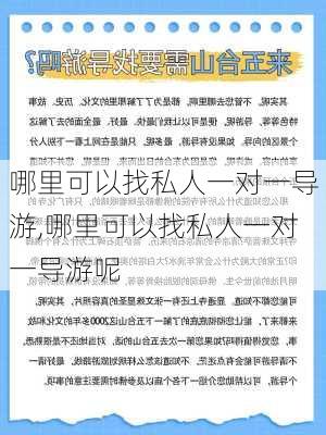 哪里可以找私人一对一导游,哪里可以找私人一对一导游呢