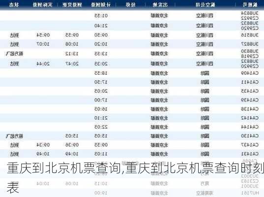 重庆到北京机票查询,重庆到北京机票查询时刻表