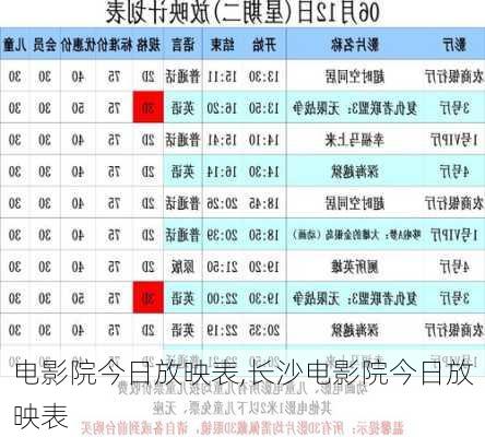 电影院今日放映表,长沙电影院今日放映表