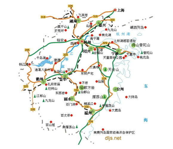 浙江旅游地图,浙江旅游地图高清版可放大