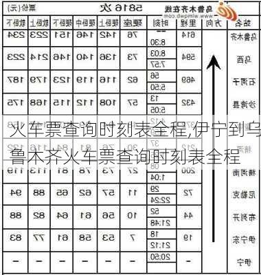 火车票查询时刻表全程,伊宁到乌鲁木齐火车票查询时刻表全程