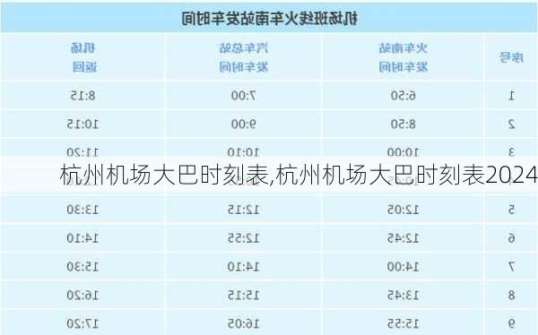 杭州机场大巴时刻表,杭州机场大巴时刻表2024