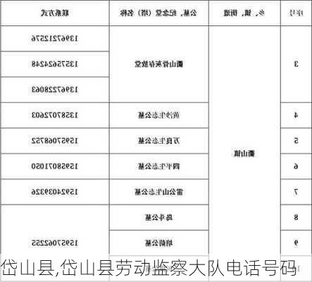 岱山县,岱山县劳动监察大队电话号码