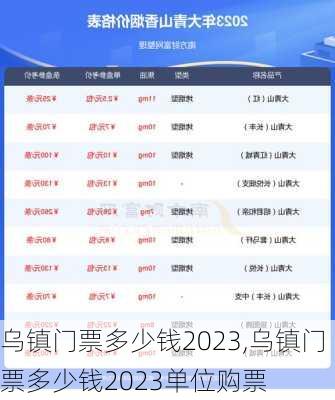 乌镇门票多少钱2023,乌镇门票多少钱2023单位购票