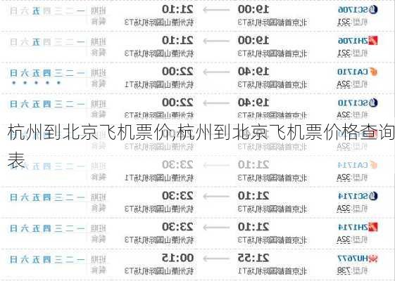 杭州到北京飞机票价,杭州到北京飞机票价格查询表