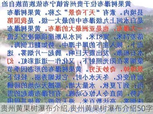 贵州黄果树瀑布介绍,贵州黄果树瀑布介绍50字