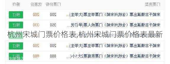 杭州宋城门票价格表,杭州宋城门票价格表最新