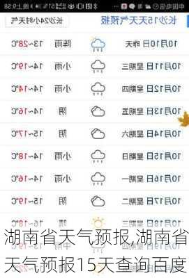 湖南省天气预报,湖南省天气预报15天查询百度