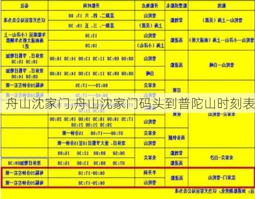 舟山沈家门,舟山沈家门码头到普陀山时刻表