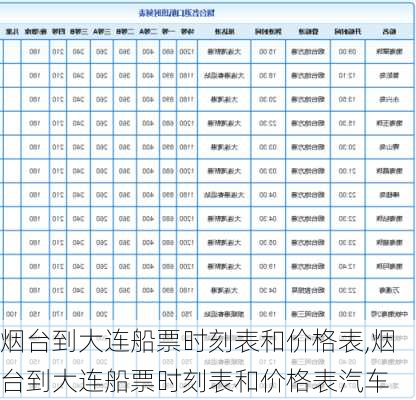 烟台到大连船票时刻表和价格表,烟台到大连船票时刻表和价格表汽车