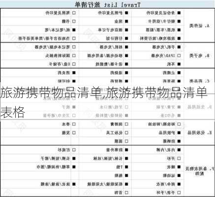 旅游携带物品清单,旅游携带物品清单表格