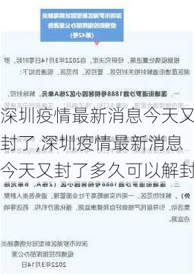 深圳疫情最新消息今天又封了,深圳疫情最新消息今天又封了多久可以解封