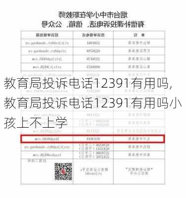 教育局投诉电话12391有用吗,教育局投诉电话12391有用吗小孩上不上学