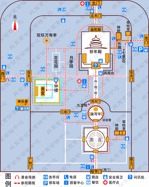 天坛公园,天坛公园路线图