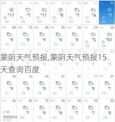 蒙阴天气预报,蒙阴天气预报15天查询百度