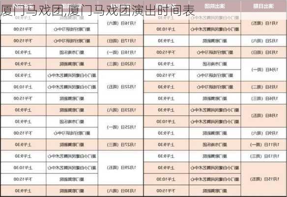 厦门马戏团,厦门马戏团演出时间表