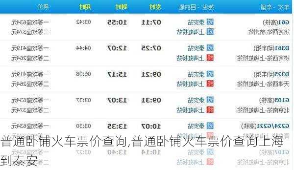 普通卧铺火车票价查询,普通卧铺火车票价查询上海到泰安