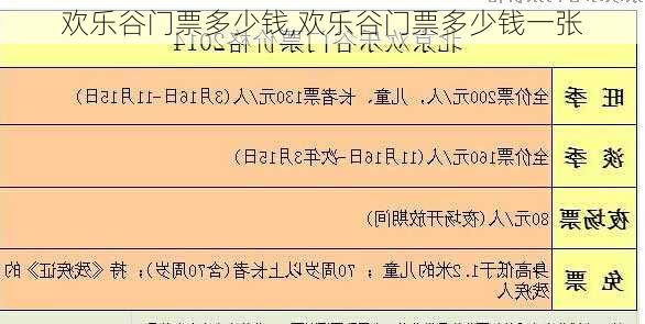 欢乐谷门票多少钱,欢乐谷门票多少钱一张