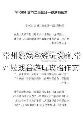 常州嬉戏谷游玩攻略,常州嬉戏谷游玩攻略作文