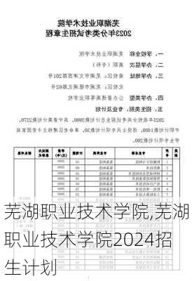 芜湖职业技术学院,芜湖职业技术学院2024招生计划