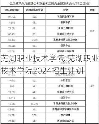 芜湖职业技术学院,芜湖职业技术学院2024招生计划