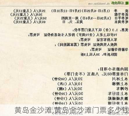 黄岛金沙滩,黄岛金沙滩门票多少钱