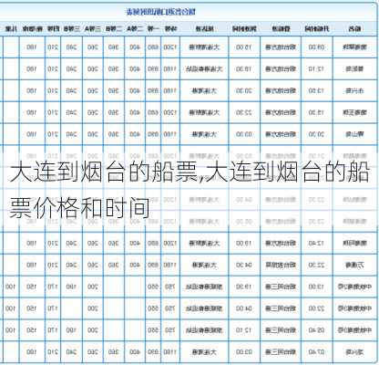 大连到烟台的船票,大连到烟台的船票价格和时间