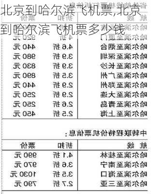 北京到哈尔滨飞机票,北京到哈尔滨飞机票多少钱