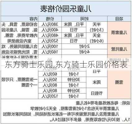 东方骑士乐园,东方骑士乐园价格表