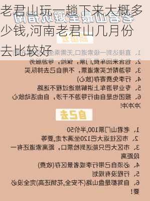 老君山玩一趟下来大概多少钱,河南老君山几月份去比较好