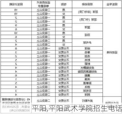 平阳,平阳武术学院招生电话