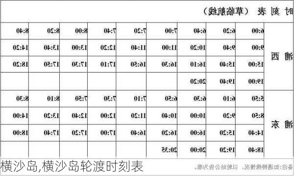 横沙岛,横沙岛轮渡时刻表