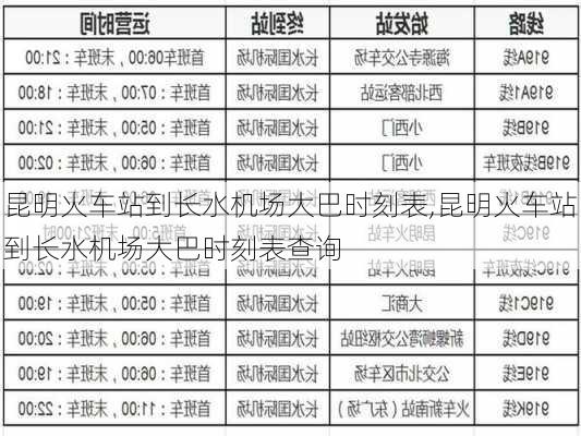 昆明火车站到长水机场大巴时刻表,昆明火车站到长水机场大巴时刻表查询